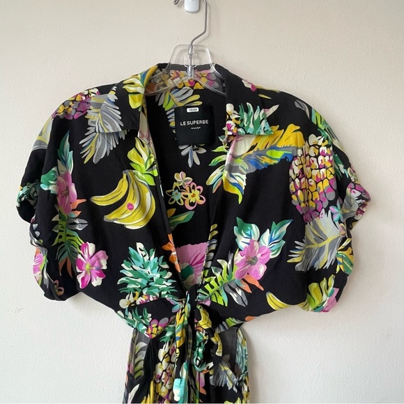 LE SUPERBE  Mai Tai Might I Dress in Black Tropi Cali Size 6 - Picture 4 of 11